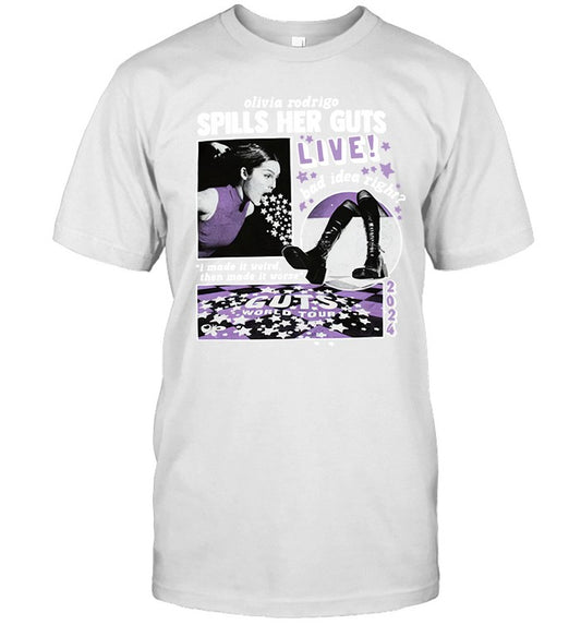 Olivia Rodrigo Spills Her GUTS Live 2024 T Shirt