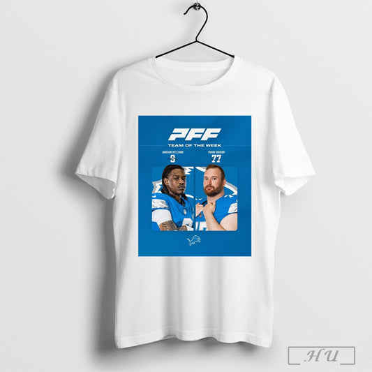 Detroit Lions Pff Team Of The Week Jameson Williams And Frank Ragnow Signatures Poster T Shirt Sweatshirt Cutom Poster Coffee Mugs Ornaments