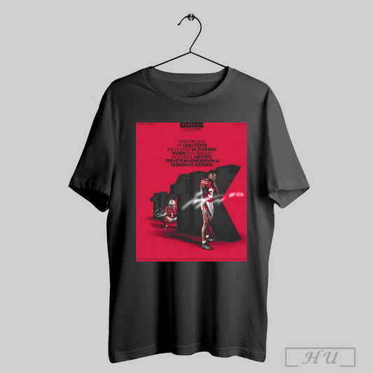 First Rb Dou Henderson Judkins Ohio State Buckeyes 1000 Rushing Yards In A Season Signature Poster T Shirt Sweatshirt Hoodies Poster