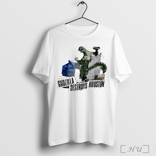 Godzilla Destroys Houston Vintage T Shirt Sweatshirt