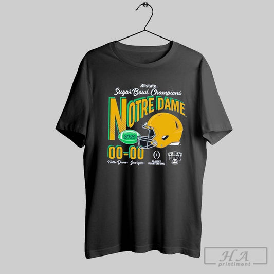 Notre Dame Fighting Irish Navy Blue 2025 Sugar Bowl Champions Football Score Shirt