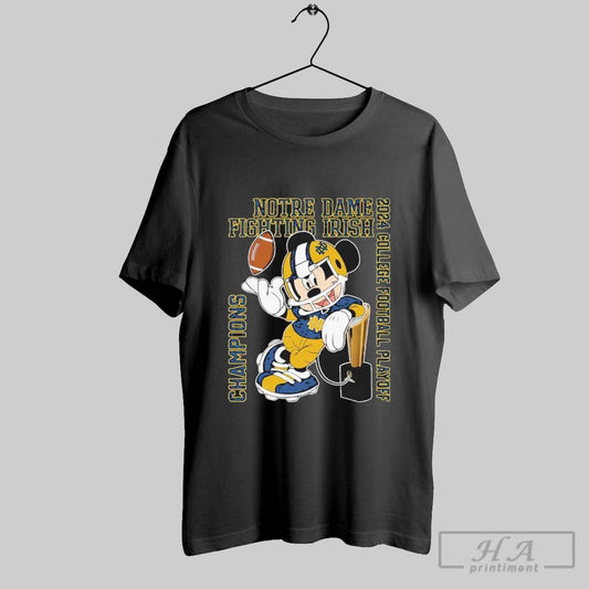 Official Notre Dame Fighting Irish Football X Mickey College Playoff Champions 2024 Limited Edition T Shirt