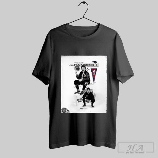 Official Poster Lsu Football The Path To Nflsu New England Patriots Draft Lsu Offensive Tackle Will Campbell Signature T Shirt