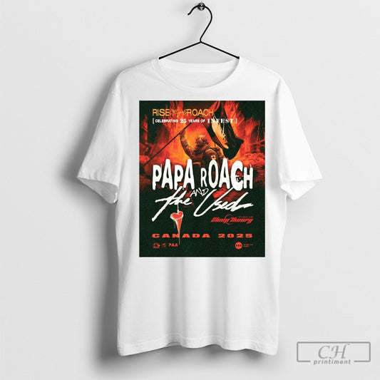 Official Riseoftheroach Celebrating 25 Years Of Infest Papa Roach And The Used 2025 Poster Tee Shirt Sweatshirt