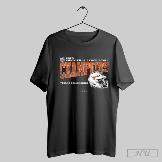Official Texas Longhorns 2025 Chick Fil A Peach Bowl Champions College Football Playoff Quarterfinal Vintage Style With Helmet Unisex Shirt
