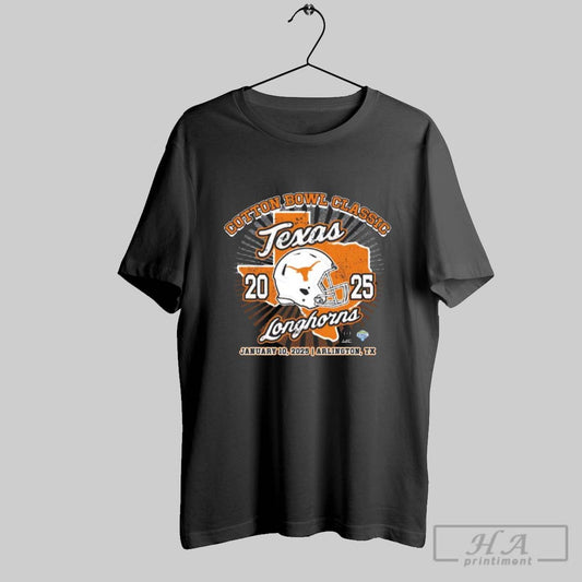 Official Texas Longhorns Vs Ohio State Buckeyes Cotton Bowl Classic Jan 10 2025 Arlington Tx Helmet Vintage T Shirt