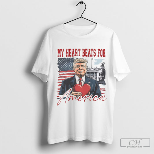 Official Trump My Heart Beats For America Softstyle Shirts