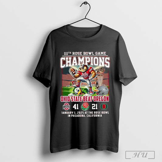 Ohio State Buckeyes Beat Oregon Ducks 111th Rose Bowl Champions 2025 T Shirt