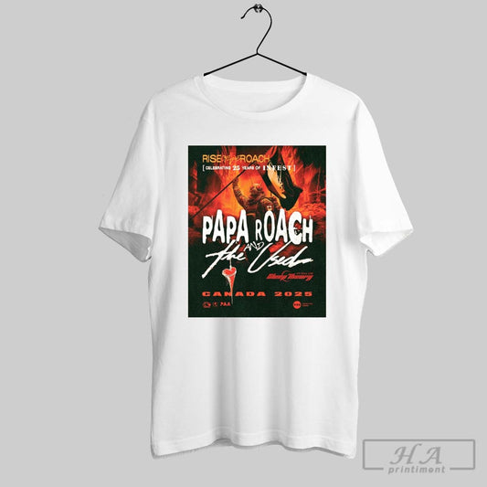 Riseoftheroach Celebrating 25 Years Of Infest Papa Roach And The Used 2025 Poster T Shirt