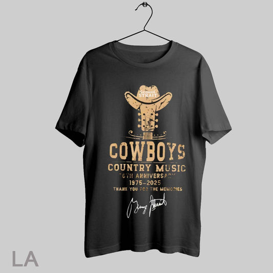 Top George Strait Cowboys Country Music 50th Anniversary 19752025 Thank You For The Memories T Shirt Sweatshirt Hoodie Shirt