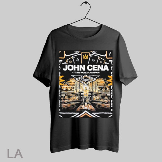 Top John Cena Is Now A Record 17 Time Wwe Champions Wrestlemania Vegas In History T Shirt Sweatshirt Hoodie Shirt