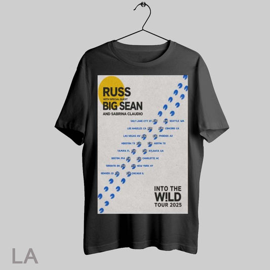 Top Poster Russ With Big Sean And Sabrina Claudio Into The Wild Tour 2025 T Shirt Sweatshirt Hoodie Shirt