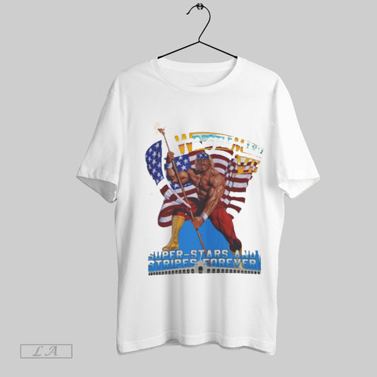 Top Vintage 1991 Wwf Wrestlemania Vii Hulk Hogan Super Stars And Stripes Forever Unisex Sweatshirt T Shirt