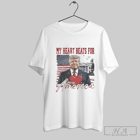 Trump Valentine My Heart Beats For America 2025 Shirt