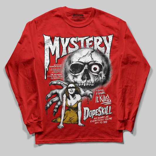 Bred Velvet 11s DopeSkill Red Long Sleeve T-Shirt Mystery Ghostly Grasp Graphic Style001