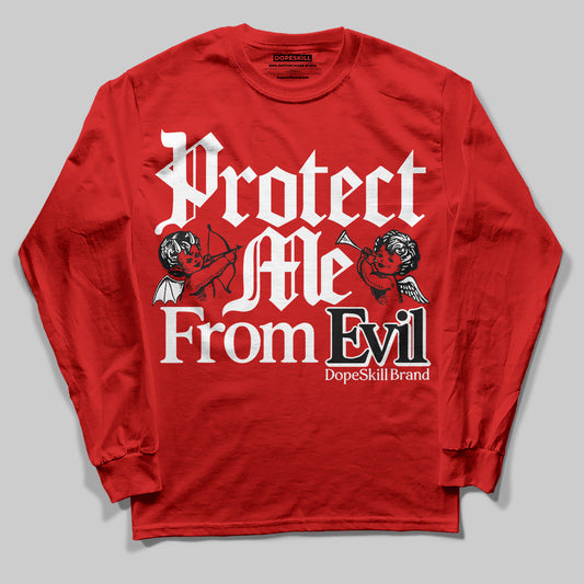 Bred Velvet 11s DopeSkill Red Long Sleeve T-Shirt Protect Me From Evil Graphic Style001