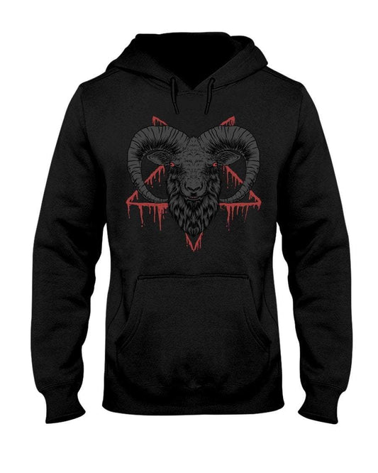 Baphomet Goat Head Bloody Pentagram Pullover Hoodie