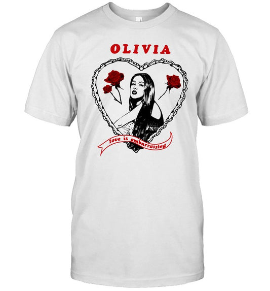 Olivia Rodrigo Love Is Embarrassing White T-Shirt