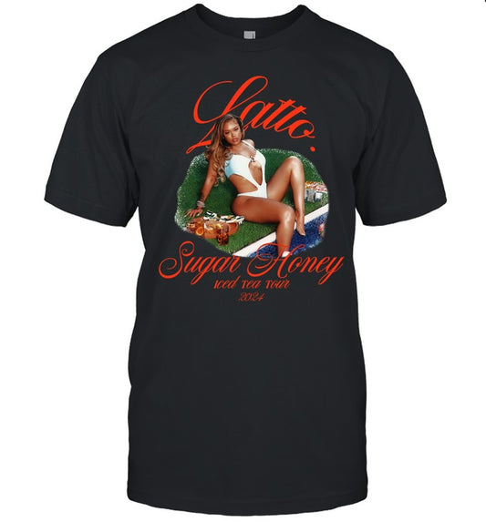 Big Latto Sugar Honey Iced Tea Tour 2024 Black T Shirt