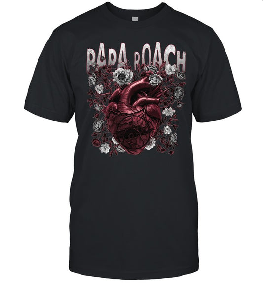 Papa Roach Heart & Roses Black T-Shirt