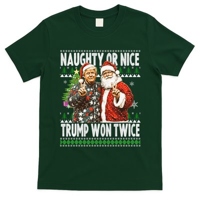 Funny Trump Naughty Or Nice Won Twice Ugly Christmas T-Shirt