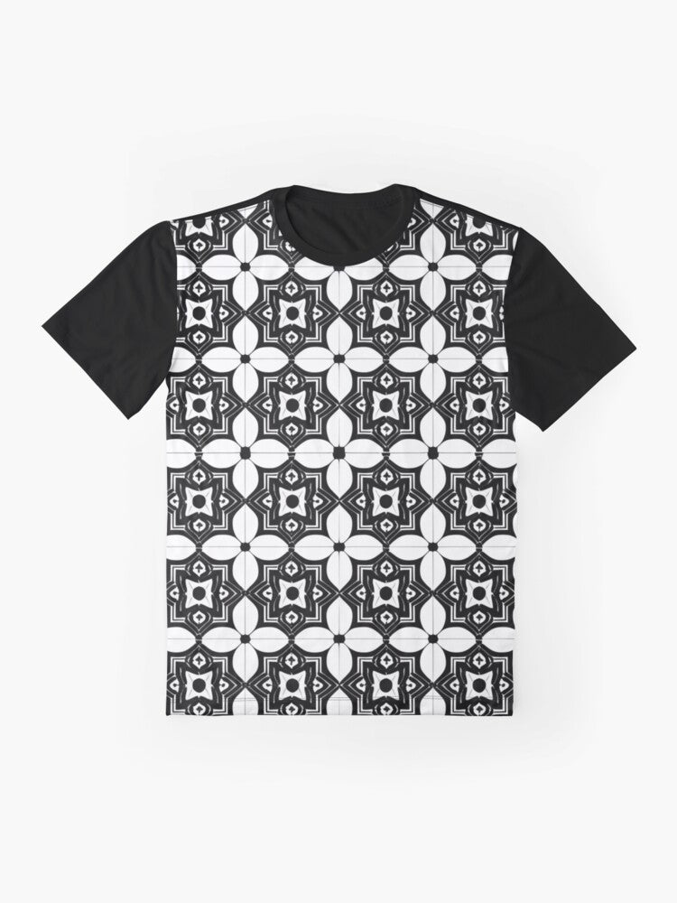 Bold Black and White Geometric Shapes Graphic T-Shirt