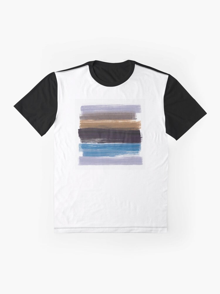Rustic Brown Blue Black Purple Brush Lines Illustration Graphic T-Shirt