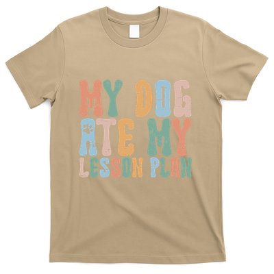 Groovy Vintage Retro My Dog Ate My Lesson Plan Funny Dogs T-Shirt