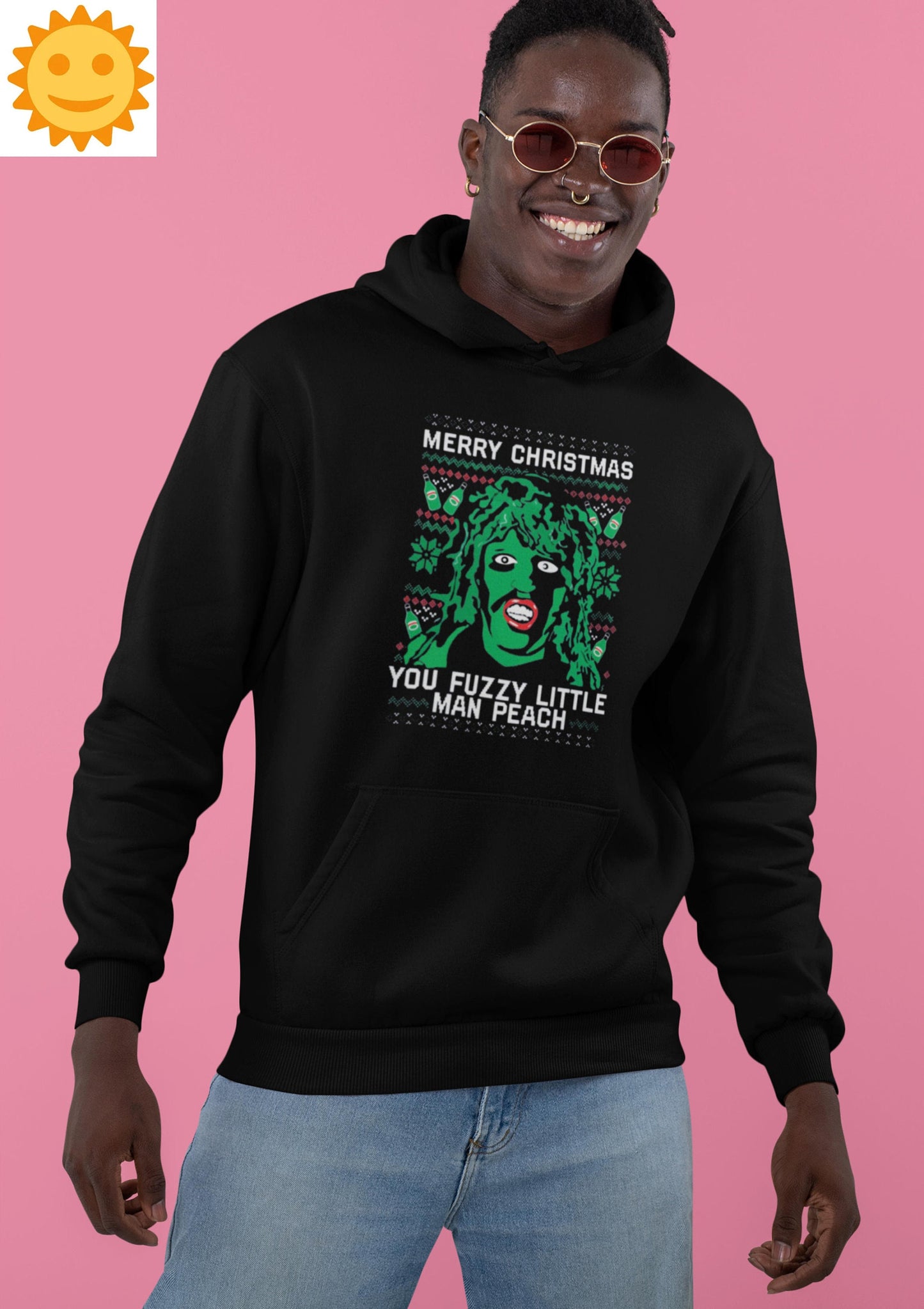 Merry Christmas You Fuzzy Little Man Peach Vintage T-Shirt, The Mighty Boosh Shirt, Old Gregg Shirt, TV Series Shirt, Comedy Movie Shirt