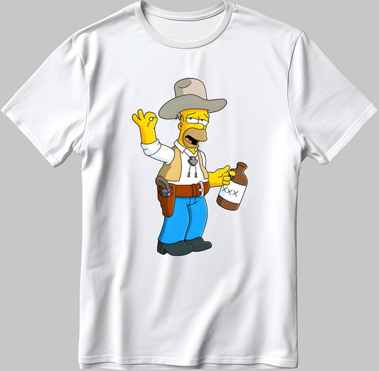 The Simpsons, Homer Simpson drawing Short Sleeve White-Black Men's / Women's T Shirt L315