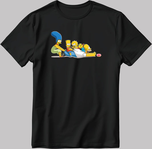 The Simpsons, Simpson drawing Short Sleeve White-Black Men's / Women's T Shirt L331