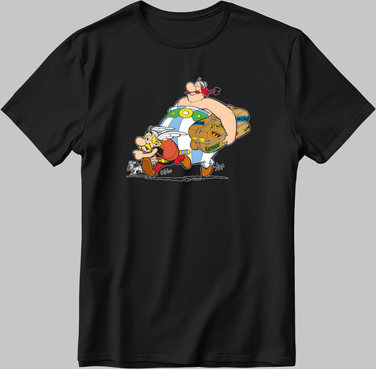 Asterix and Obelix, Famous Characters Figure, Short Sleeve White-Black Men's / Women's T Shirt L338