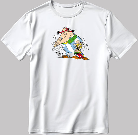 Asterix and Obelix, Famous Characters Figure, Short Sleeve White-Black Men's / Women's T Shirt L388