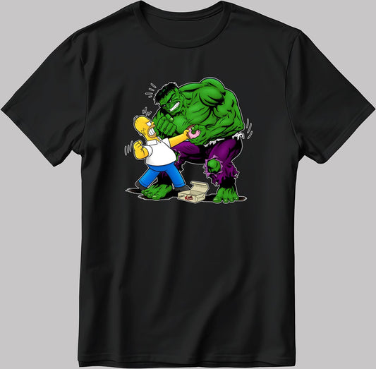 The Simpson Homer and Hulk Short Sleeve White-Black Men's / Women's T Shirt K1114
