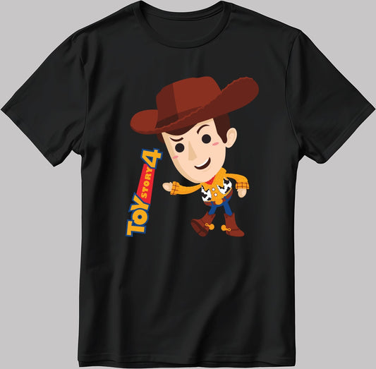 Toy Story 4 Woody Poster Short Sleeve White-Black Men's / Women's T Shirt U229