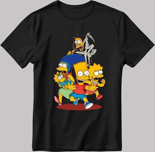 Funny The Simpsons Characters Short Sleeve White-Black Men's / Women's T Shirt U457