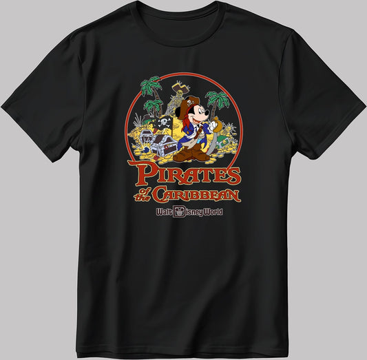 Pirates Of The Caribbean Disney World Short Sleeve White-Black Men's / Women's T Shirt N150