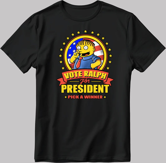 Funny Simpsons Parody Vote Ralph Short Sleeve White-Black Men's / Women's T Shirt N580