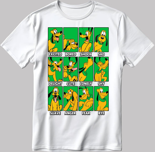 Pluto Moods Short Sleeve White-Black Men's / Women's T Shirt C549