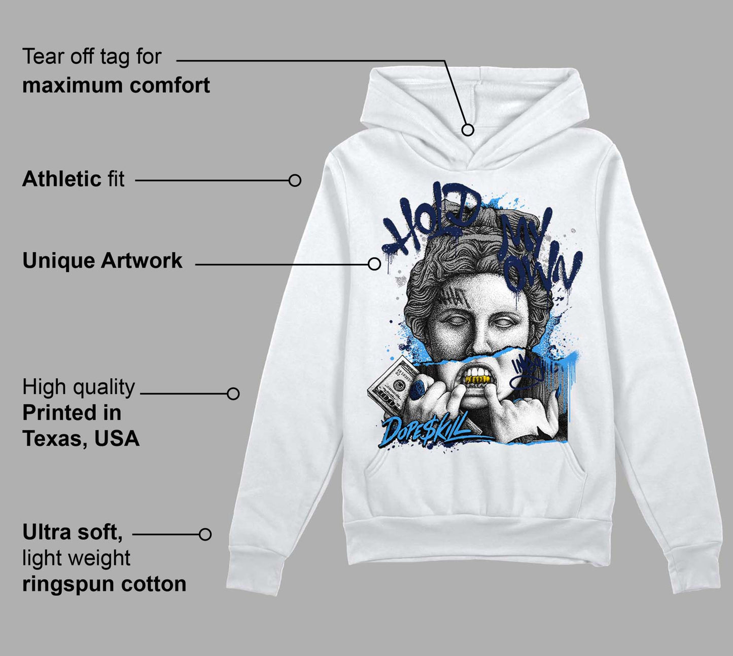 Midnight Navy 3s DopeSkill Hoodie Sweatshirt Hold My Own Graphic