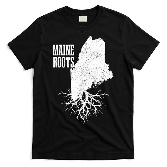 Maine Roots Vintage Usa Patriotic Pride State Map Gift T-Shirt