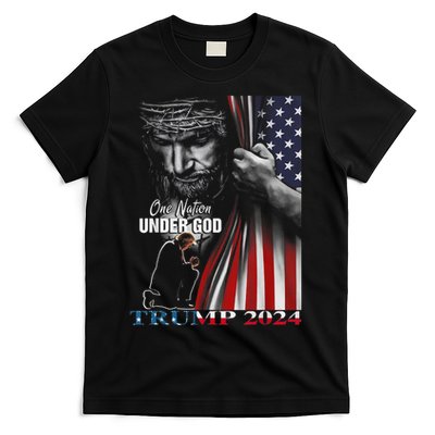 One Nation Under God Trump 2024 God American Flag T-Shirt