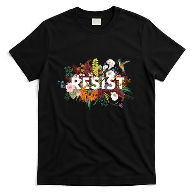 Resist Floral Anti Trump Political Protest T-Shirt