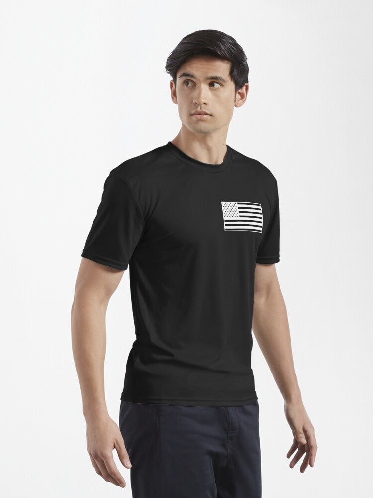 US Flag Black and White Active T-Shirt