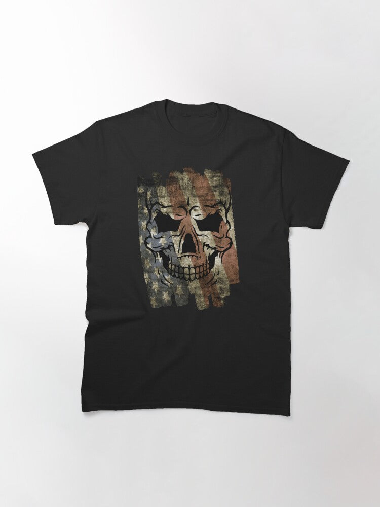 Halloween USA American Flag with Black Skull Classic T-Shirt