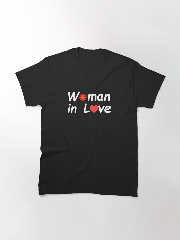 "Woman in Love" with vintage orange abstract flower Classic T-Shirt