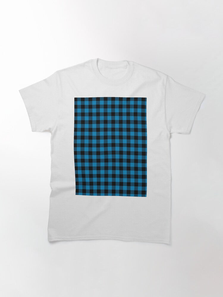 Black and Blue Buffalo Plaid Pattern 2022 Trending Color - Colour - Hue - Shade Pantone Ibiza Blue 17-4245 Classic T-Shirt