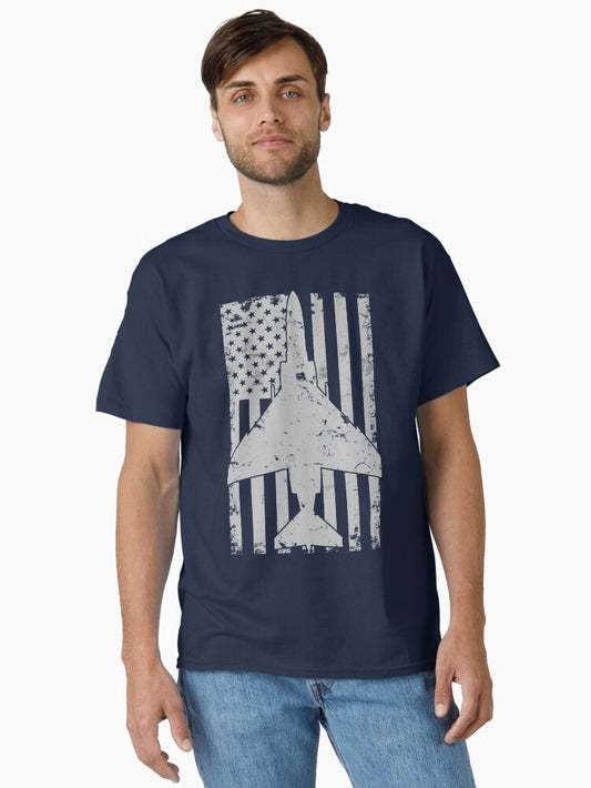 F-4 Phantom II Fighter Jet Patriotic Military Vintage Flag Pilot Design Classic T-Shirt