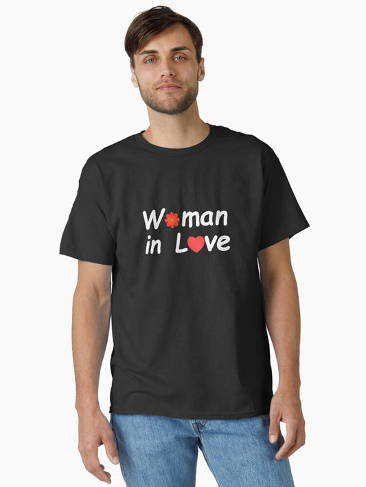"Woman in Love" with vintage orange abstract flower Classic T-Shirt