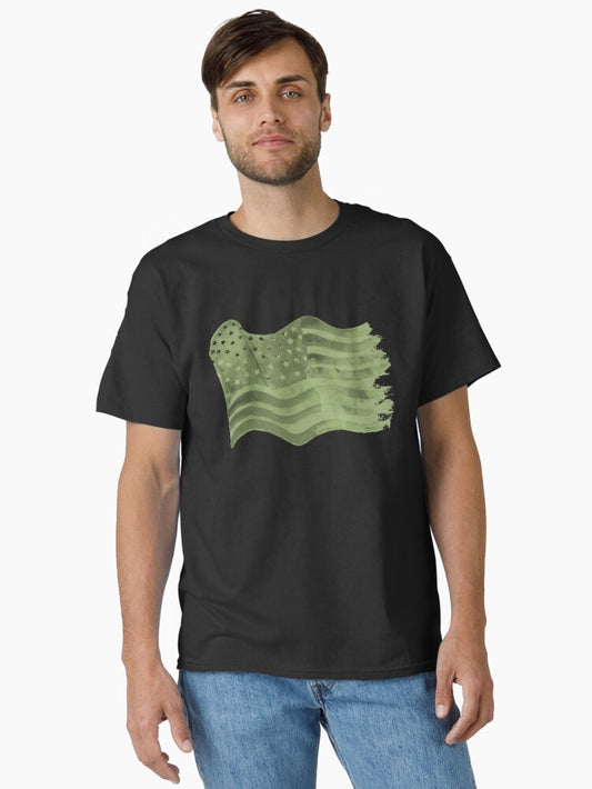 American Flag Vintage green Classic T-Shirt